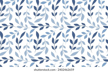 las hojas azules son un patrón impecable. patrón de ramas de plantas de invierno. patrón para ropa de cama o platos