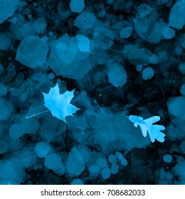 Blue leaves seamless texture. Like underwater. Abstract vector background for web page, banners, fabric, home decor, wrapping 
