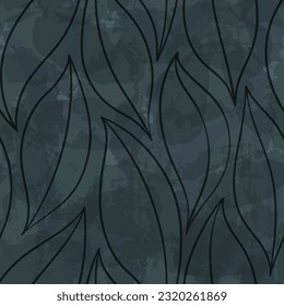 Blue leaves seamless vector pattern. Watercolor tea leaf background, textured jungle print.