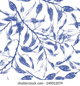 Blue leaves texture pattern.Watercolor floral pattern.Seamless pattern can be used for wallpaper,pattern fills,web page background,surface textures