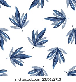 El azul deja una acuarela de patrón transparente en la ilustración vectorial de fondo blanco. 