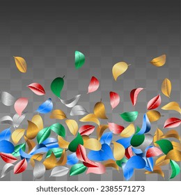 Blue Leaves Wind Vector Black Transparent Background Design. Metallic Foliage Brochure. Swamp Leaf Abstract Concept. Color Forest Plant.