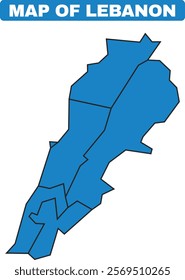 Blue Lebanon country map border outline vector