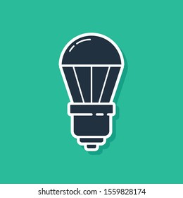 Blue LED light bulb icon isolated on green background. Economical LED illuminated lightbulb. Save energy lamp.  Vector Illustration