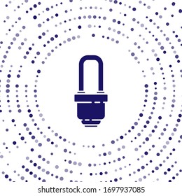 Blue LED light bulb icon isolated on white background. Economical LED illuminated lightbulb. Save energy lamp. Abstract circle random dots. Vector Illustration