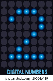 Blue LED Numbers. Digital numbers Set