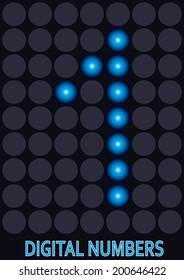 Blue LED Numbers. Digital numbers Set