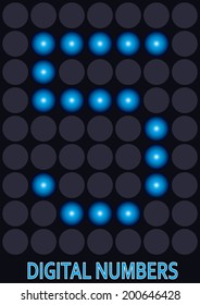 Blue LED Numbers. Digital numbers Set