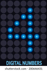 Blue LED Numbers. Digital numbers Set