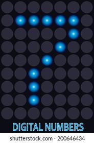 Blue LED Numbers. Digital numbers Set