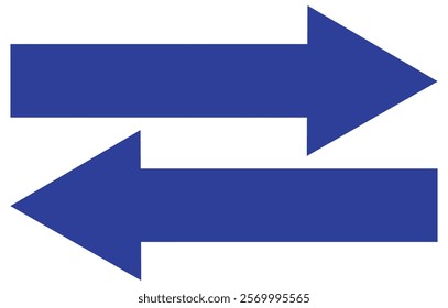 Blue Left and right arrow, pointer, cursor in opposite direction. Intersection, navigation, Blue  Double arrow icon set. Two way arrow. two side arrows icon vector. Design Eps 10.