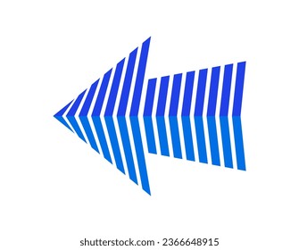 A blue left-pointing pointer with a triangular arrow.