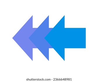 A blue left-pointing pointer with a triangular arrow.