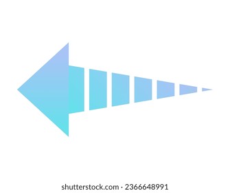 A blue left-pointing pointer with a triangular arrow.