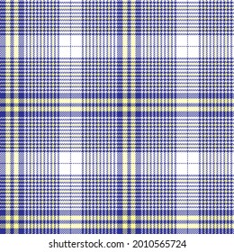Blue and lemon yellow glen check. Seamless vector plaid pattern suitable for fashion, home decor and stationary.