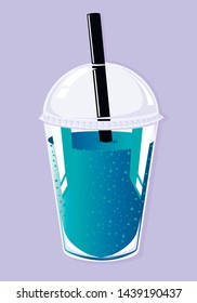 blue lemonade in a plastic cup vector illustration