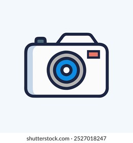ein blaues Objektiv-Kamerasymbol, perfekt für Technologie und Fotografiedesign 