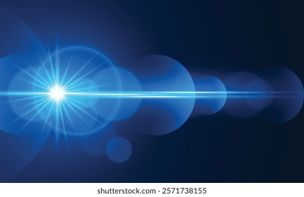 Blue lens flare light Shine effect on transparent background. sparkle stars bright glowing.vector illustration