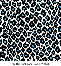 Blue Leopard Animal Print Seamless Pattern for Textile Print for Fabric