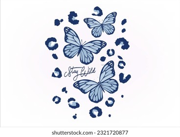 blue leopard hand drawn design vector 