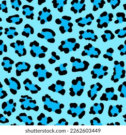 Blue leopard print. cyan animal pattern. turquoise seamless spots background. good for fabric, summer dress, wallpaper, fur, coat, fashion design, textile.
