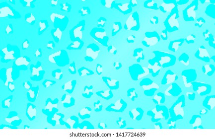Blue leopard print design. Animal skin pattern. Vector illustration.