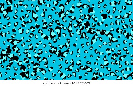 Blue leopard print design. Animal skin pattern. Vector illustration.