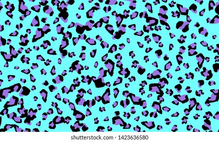 Blue leopard print design. Animal skin pattern. Vector illustration.