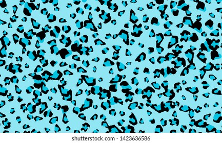 Blue leopard print design. Animal skin pattern. Vector illustration.