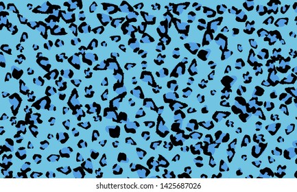 Blue leopard print design. Animal skin pattern. Vector illustration.