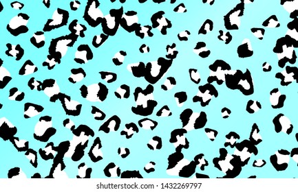 Blue leopard print design. Animal skin pattern. Vector illustration.