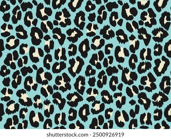 Blue leopard rosettes pattern. Wild cat print design.