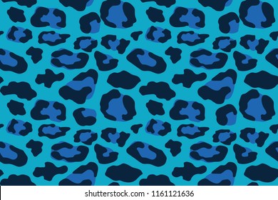 Blue leopard seamless pattern. Animal print. Vector background