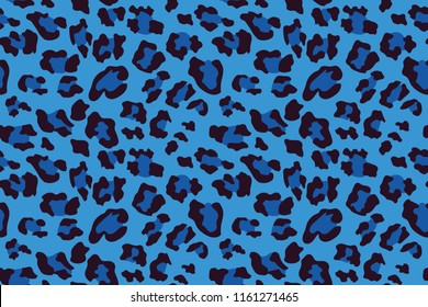 Blue leopard seamless pattern. Animal print. Vector background