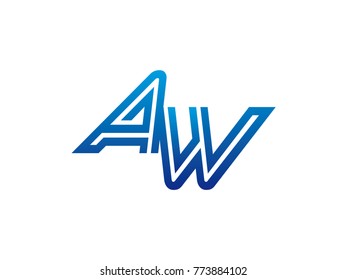 Blue Letter Aw Logo Vector Stock Vector (Royalty Free) 773884102