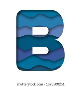 Blue Letter B Cut Out Paperrealistic Stock Vector (Royalty Free ...