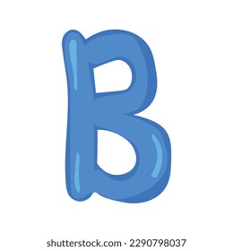 blue letter B of the English alphabet in a colorful cartoon style