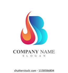 blue letter b with fire logo