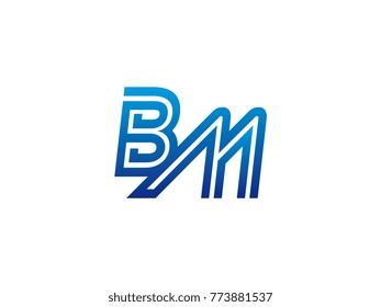 Blue letter BM logo vector