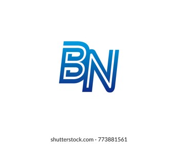 Blue letter BN logo vector