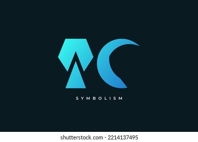 Blue Letter A and C Logo Design with Abstract and Modern Concept. AC Logo with Futuristic Style. Suitable for Business or Technology Logo