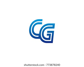 Blue letter CG logo vector