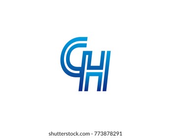 Blue letter CH logo vector