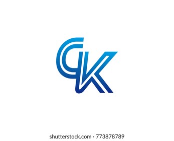 Blue letter CK logo vector