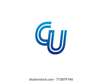 Blue letter CU logo vector