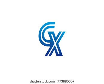 Blue letter CX logo vector