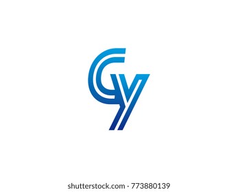 Blue letter CY logo vector