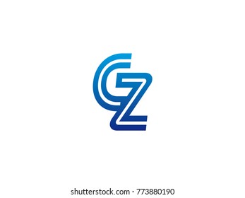 Blue letter CZ logo vector