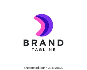 Blue Letter D with Abstract Line Waves around. Delivery Logo. Flat Vector Business Logo Design Template Element.