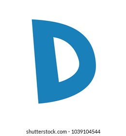 Blue letter d cutout isolated on white funny lettering hand drawn